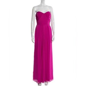Badgley Mischka Pink Chiffon Strapless Gown